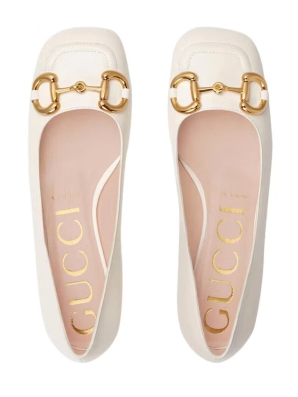 Gucci Horsebit Ballet Flats Loafers Womens 38 Ivory Cream Gold Leather Shoes